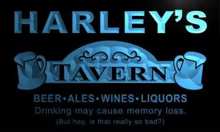   Harleys Tavern Man Cave Home Light Wine Ale Bar Beer Neon Sign  