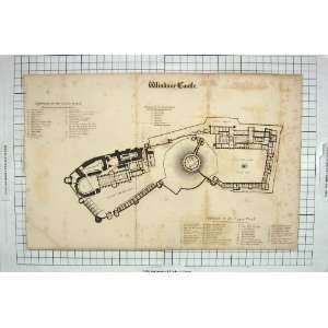  PLAN WINDSOR CASTLE ROUND TOWER LOWER WARD OLD PRINT