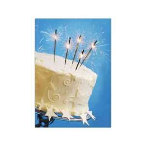   Birthday card with picture of birthday cake and sparklers. Health