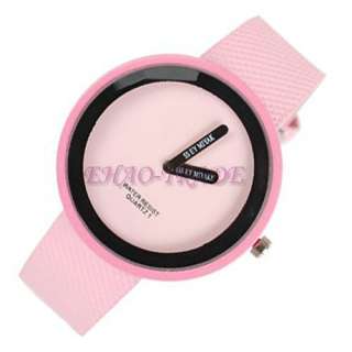 1x lady girl child quartz Fashion unisex simple wrist Watch pink 