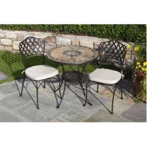  Notre Dame Round Bistro Table Set with Swirl Swivel Bar 