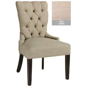  Tufted Back Dining Chair   shiny chrm nlhd, Ritz Linen 
