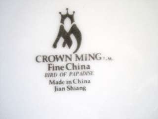 14 Pieces Crown Ming Bird of Paradise China Dinner Plates, B&B Plates 
