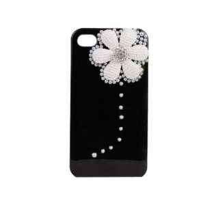  Black 3D Flower Pearl Diamond Bling Case Cover for iPhone 
