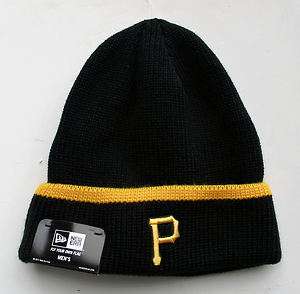 Pittsburgh Pirates Black On Yellow Knit Beanie Cap Hat by New Era 
