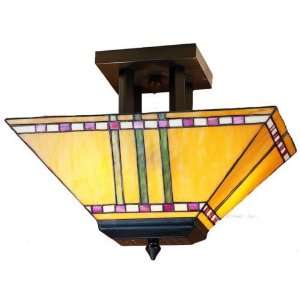 Prairie Corn Mission Semi Flush Tiffany Stained Glass Ceiling Lighting 