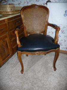 French Louis XV Bergere Cane back Leather seat & arms  