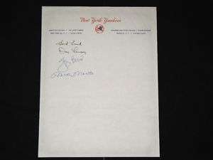Vintage 1956 Mickey Mantle Berra Larsen Signed Yankees letterhead JSA 