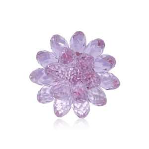  Charming Golden Tone Metal Amethyst Flower Ring Jewelry