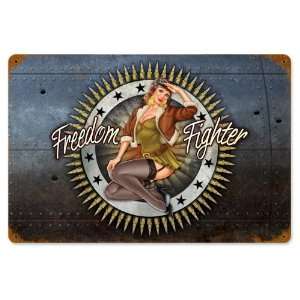  Freedom Fighter Pinup Girls Vintage Metal Sign   Victory 