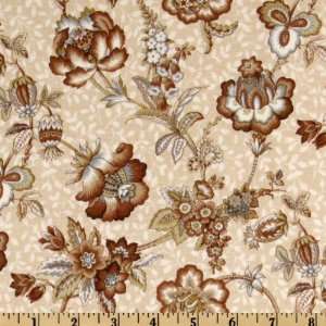  44 Wide Mayfair Medium Flower Brown/Natural Fabric By 