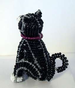 Cat Kitty Wire & Glass Bead Mini Sculpture Beadworx MIB  