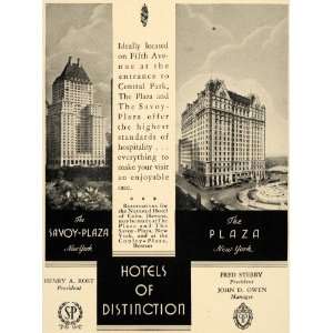  1931 Ad Savoy Plaza New York Plaza Hotel Central Park 