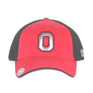   Buckeyes NCAA Red & Black Mesh Back Flex Fitted Hat 