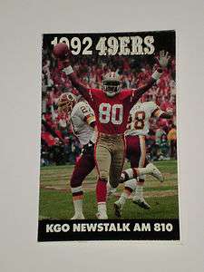 San Francisco 49ers 1992 Pocket Schedule Jerry Rice Cover  