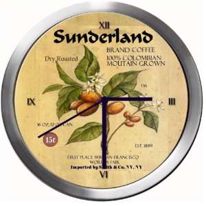  SUNDERLAND 14 Inch Coffee Metal Clock Quartz Movement 