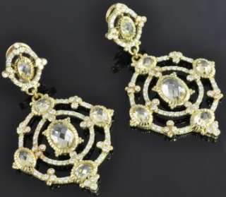   Gold Canary Crystal 2.40 CT Diamond Garland Chandelier Earrings  