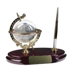  Bluestone Designs BL001 Crystal Globe Pen Stand, gold 