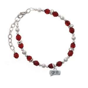  gr8   Great   Text Chat Maroon Czech Glass Beaded Charm 