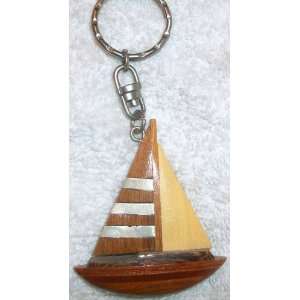  Wood and Steel Hand Crafted Sailor Boat Key Ring 