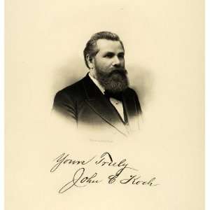 1895 Steel Engraving Portrait John C. Koch German Milwaukee Republican 