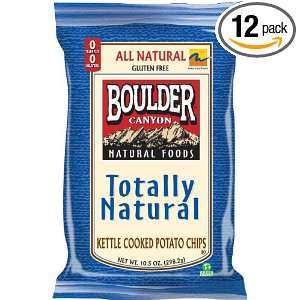 Boulder Canyon Kettle Chips, Totally Natural, 10.5 Ounce Bags (Pack of 