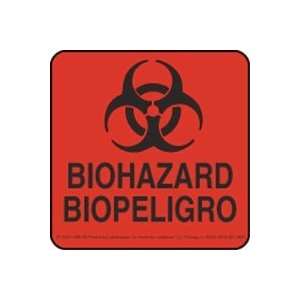  Biohazard Label, 4 x 4 Bilingual