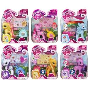  My Little Pony Figure Set of all 6 Ponies with Suitcases 