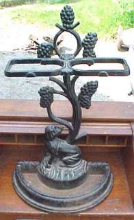 Figural Cast Iron Dog Umbrella Stand Great for Walking Stick 