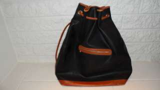 Bottega Veneta Tote Travel Bag Black Textured Vinyl Brown Leather Trim 