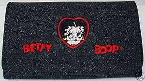 BETTY BOOP BLACK LONG WALLET WITH SILVER SPARKLES  
