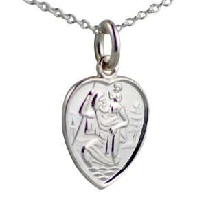   Silver 15x13mm heart St Christopher with Rolo chain 20 inches Jewelry