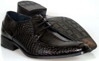 Mens Black Designer Fashion Dress Shoes Loafers Lace Up Tuxedo Snake 