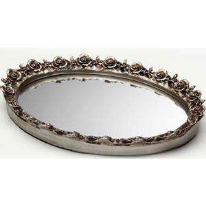 Taymor Antique Silver Oval Resin Mirror Tray   New 063013679021  