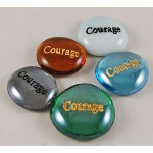  Set of 5 Glass Courage Word Stones 