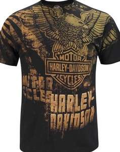   Davidson Mens Upwing Eagle Attitude All Over Print Black Biker T Shirt