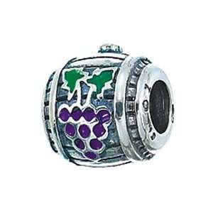  CleverEves Wine Barrel Flowers Food Sterling Silver Charm 