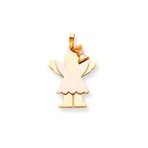  Girl with Bow and Wings Charm, Pink/Yellow Gold Jewelry