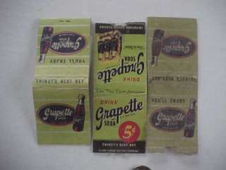   Era Camden,Arkansas Grapette Soda 3 matchbook set Grape Soda pop LOOK