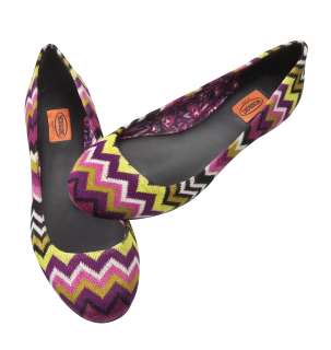 New MISSONI for Target Multicolor Zig Zag Pattern Round Toe Ballet 