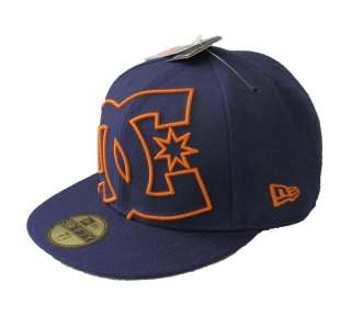 DC Shoes New Era Coverage 2 59fifty Hat Cap Flat Bill Navy Blue Orange 
