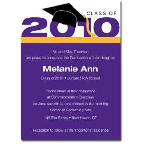     Graduation Invitations (2010 Cap & Tassel   Purple & Bright Gold
