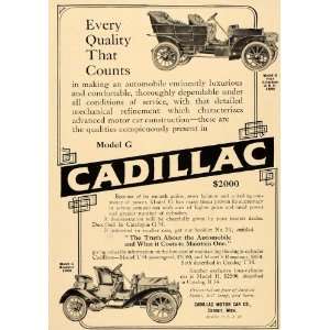  1908 Ad Cadillac Model G Roadster Antique Car Vintage 