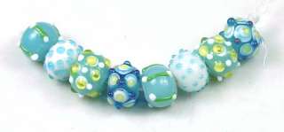 Lampwork Handmade Beads Blue Bayou Rondelle (8)  