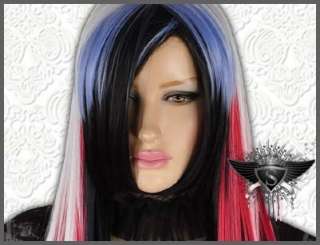 GW340 Red White Mixed Cosplay Car Party Long Straight Full Wig  