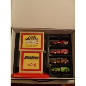   Case, Juice Machine and FOUR Hot Wheels Sizzlers Cars 