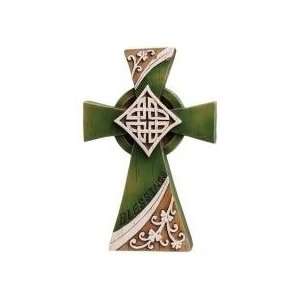   Woodcut Green Irish Blessings Celtic Cross Figure 