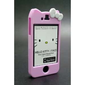 Character Hello Kitty Hard Case Cover iPhone 4 4S Pink with White Bow 