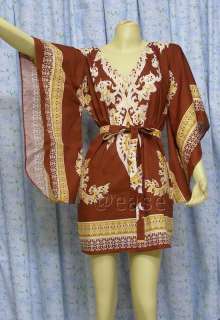 Cotton Kimono Sleeve Vintage Dress US 12 14/ UK 14 16  