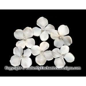   of 6 Pearl Ivory Hydrangea Flower Bridal Hair Pins 